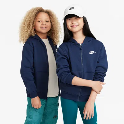 Nike Sportswear Club Fleece Big Kids' Full-zip Hoodie In Blue