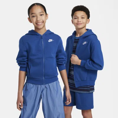 Nike Sportswear Club Fleece Big Kids' Full-zip Hoodie In Blue