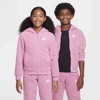 Nike Sportswear Club Fleece Big Kids' Full-zip Winterized Hoodie In Pink