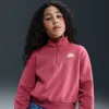 Nike Sportswear Club Fleece Big Kids' (girls') 1/2-zip Long-sleeve Top In Burgundy