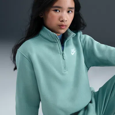 Nike Sportswear Club Fleece Big Kids' (girls') 1/2-zip Long-sleeve Top In Green