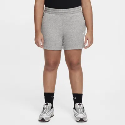 Nike Sportswear Club Fleece Big Kids' (girls') 5" French Terry Shorts (extended Size) In Gray