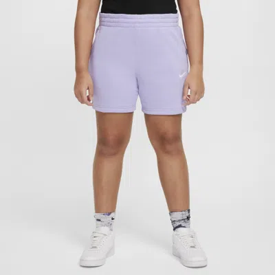 Nike Sportswear Club Fleece Big Kids' (girls') 5" French Terry Shorts (extended Size) In Purple