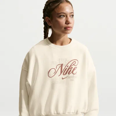 Nike Sportswear Club Fleece Big Kids' (girls') Boxy Crew-neck Sweatshirt In Neutral