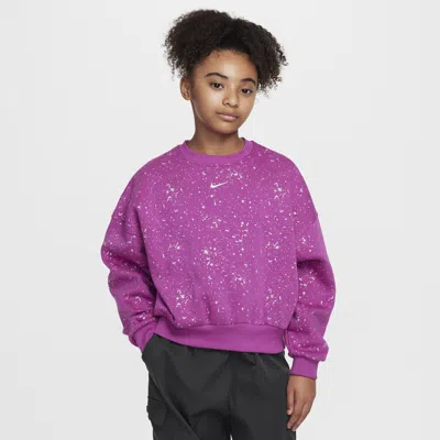 Nike Sportswear Club Fleece Big Kids' (girls') Crew-neck Sweatshirt In Purple