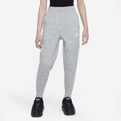 Nike Sportswear Club Fleece Big Kids' (girls') High-waisted Fitted Pants In Grey