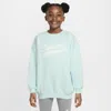 Nike Sportswear Club Fleece Big Kids' (girls') Oversized Crew-neck Sweatshirt In Blue