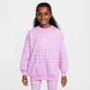 Nike Sportswear Club Fleece Big Kids' (girls') Oversized Crew-neck Sweatshirt In Rush Fuchsia/white
