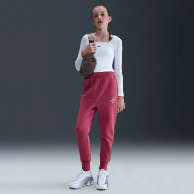 Nike Sportswear Club Fleece Big Kids' (girls') Oversized Jogger Pants In Red
