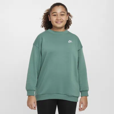 Nike Sportswear Club Fleece Big Kids' (girls') Oversized Sweatshirt (extended Size) In Green