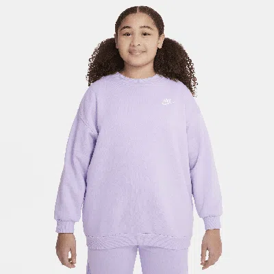 Nike Sportswear Club Fleece Big Kids' (girls') Oversized Sweatshirt (extended Size) In Purple