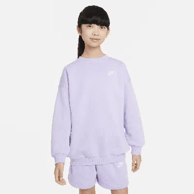 Nike Sportswear Club Fleece Big Kids' (girls') Oversized Sweatshirt In Purple