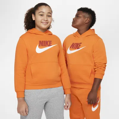 Nike Sportswear Club Fleece Big Kids' Hoodie (extended Size) In Orange