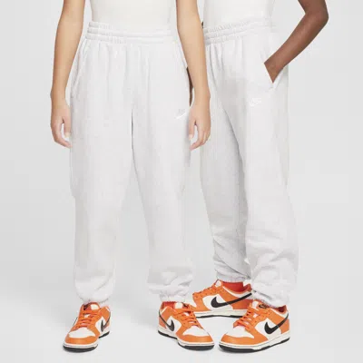 Nike Sportswear Club Fleece Big Kids' Loose Pants In Birch Heather/grey/white