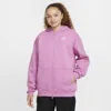 Nike Sportswear Club Fleece Big Kids' Oversized Full-zip Hoodie In Pink