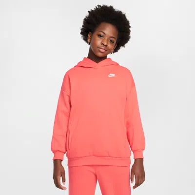 Nike Sportswear Club Fleece Big Kids' Oversized Pullover Hoodie In Orange