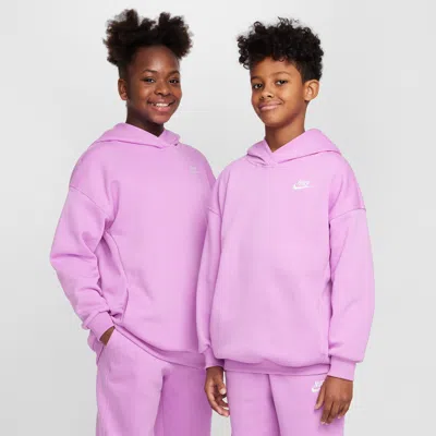 Nike Sportswear Club Fleece Big Kids' Oversized Pullover Hoodie In Purple