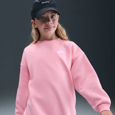 Nike Sportswear Club Fleece Big Kids' Oversized Sweatshirt In Pink