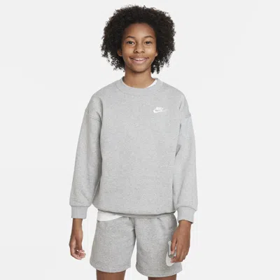 Nike Kids' Big Girls Sportswear Club Fleece Oversized-fit Sweatshirt In D Gr H,whi