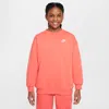 Nike Sportswear Club Fleece Big Kids' Oversized Sweatshirt In Orange