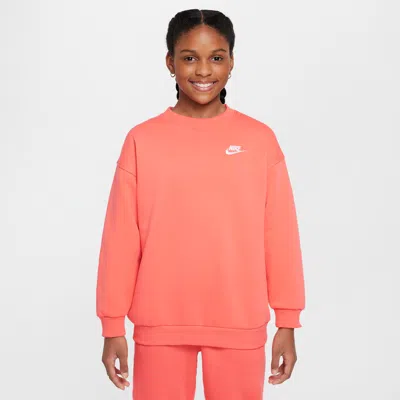 Nike Sportswear Club Fleece Big Kids' Oversized Sweatshirt In Orange