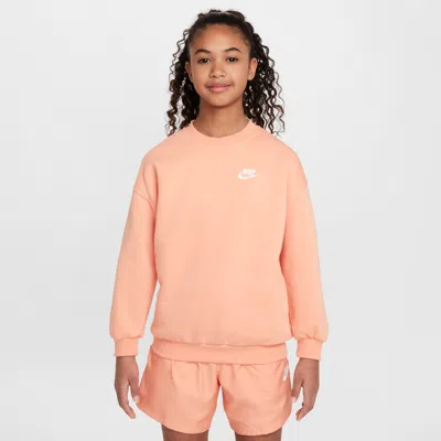 Nike Sportswear Club Fleece Big Kids' Oversized Sweatshirt In Orange