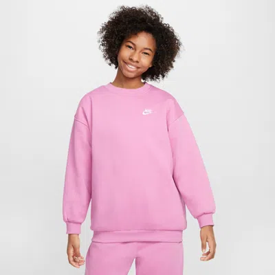 Nike Sportswear Club Fleece Big Kids' Oversized Sweatshirt In Pink