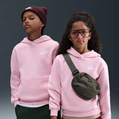 Nike Sportswear Club Fleece Big Kids' Pullover Hoodie In Pink