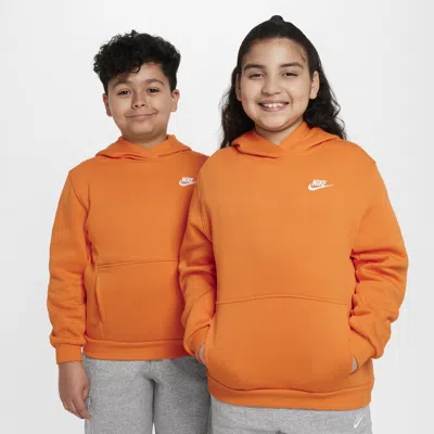 Nike Sportswear Club Fleece Big Kids' Pullover Hoodie (extended Size) In Orange