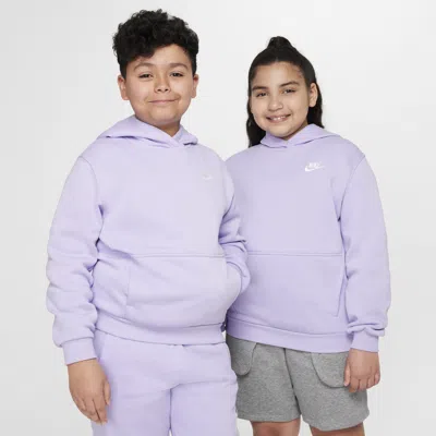 Nike Sportswear Club Fleece Big Kids' Pullover Hoodie (extended Size) In Purple