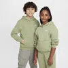 Nike Sportswear Club Fleece Big Kids' Pullover Hoodie In Oil Green/white