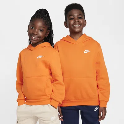 Nike Sportswear Club Fleece Big Kids' Pullover Hoodie In Orange