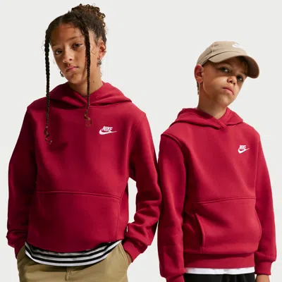 Nike Sportswear Club Fleece Big Kids' Pullover Hoodie In Red
