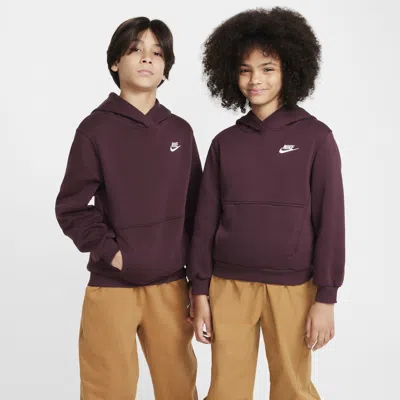 Nike Sportswear Club Fleece Big Kids' Pullover Hoodie In Red