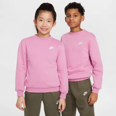 Nike Sportswear Club Fleece Big Kids' Sweatshirt In Pink