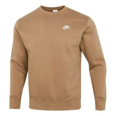 Nike Sportswear Club Fleece Casual Sports Round Neck Pullover Khaki In Brown