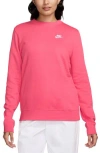 Nike Sportswear Club Fleece Crewneck Sweatshirt In Sail/aster Pink