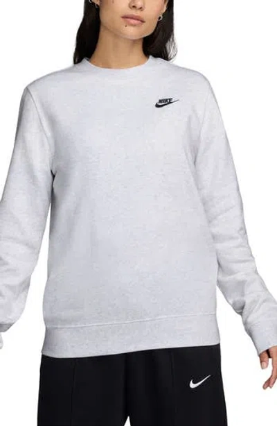 Nike Sportswear Club Fleece Crewneck Sweatshirt In Birch Heather,black