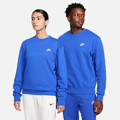 Nike Sportswear Club Fleece Crewneck Sweatshirt In Game Royal/white