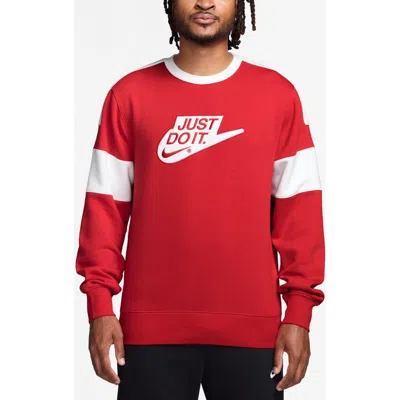 Nike Sportswear Club Fleece Crewneck Sweatshirt In Red