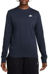 Nike Sportswear Club Fleece Crewneck Sweatshirt In Obsidian/white
