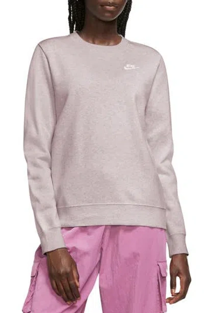 Nike Sportswear Club Fleece Crewneck Sweatshirt In Platinum Violet/white
