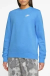 Nike Sportswear Club Fleece Crewneck Sweatshirt In University Blue/white