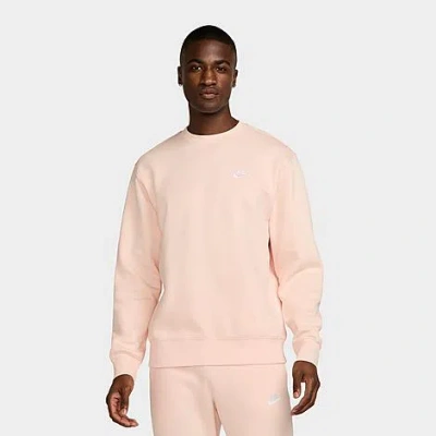 Nike Sportswear Club Fleece Crewneck Sweatshirt In Washed Coral/white