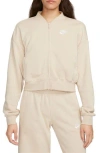 Nike Sportswear Club Fleece Crop Full-zip Jacket In Sanddrift/white