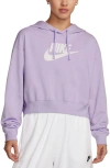Nike Sportswear Club Fleece Crop Hoodie Sweatshirt In Violet Mist/ White