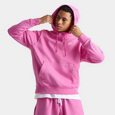 Nike Sportswear Club Fleece Embroidered Hoodie Size Xl In Playful Pink/playful Pink/white