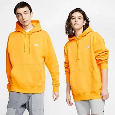 Nike Sportswear Club Fleece Embroidered Hoodie In University Gold/university Gold/white