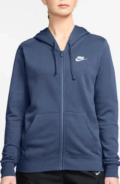 Nike Sportswear Club Fleece Full Zip Hoodie In Blue