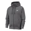 Nike Club Zip-up Logo Hoodie In Gray